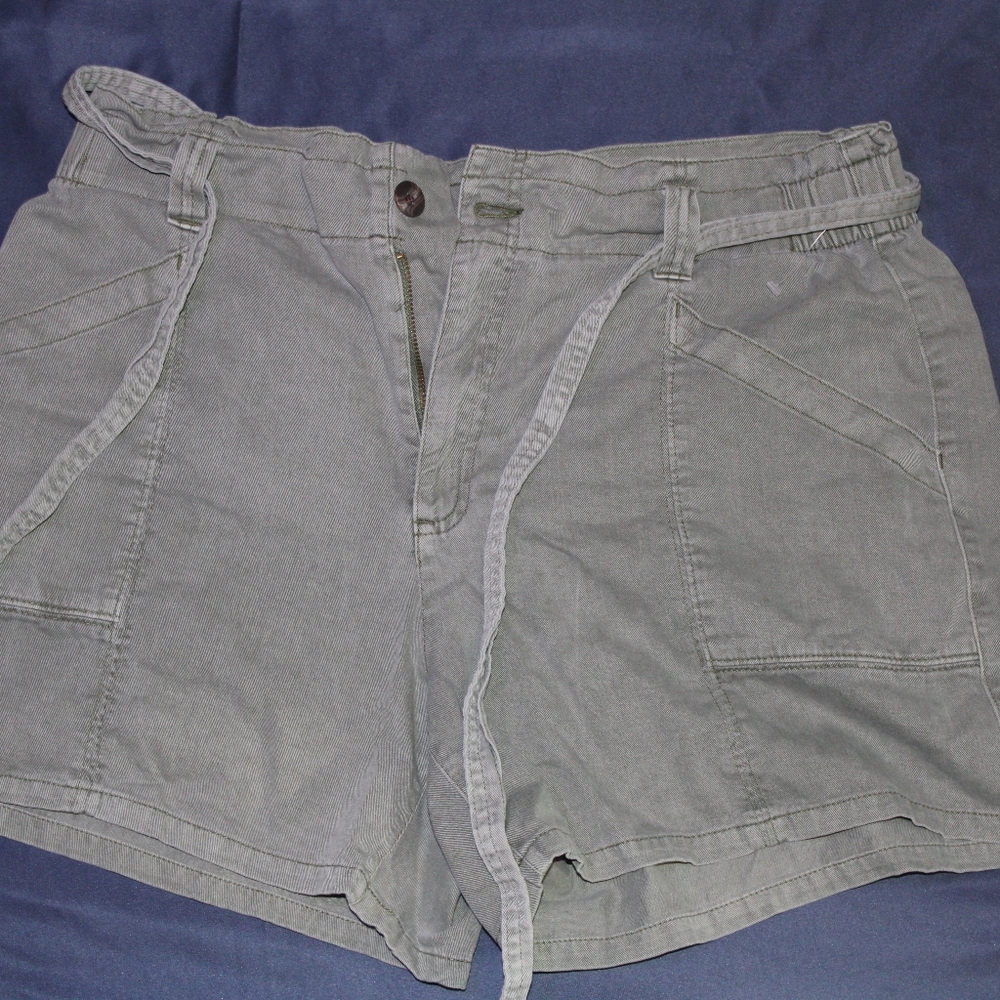 Olive Green Tie Shorts